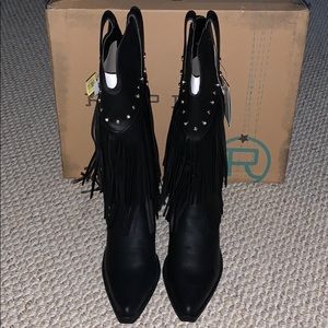 Black Fringe Cowgirl Boots